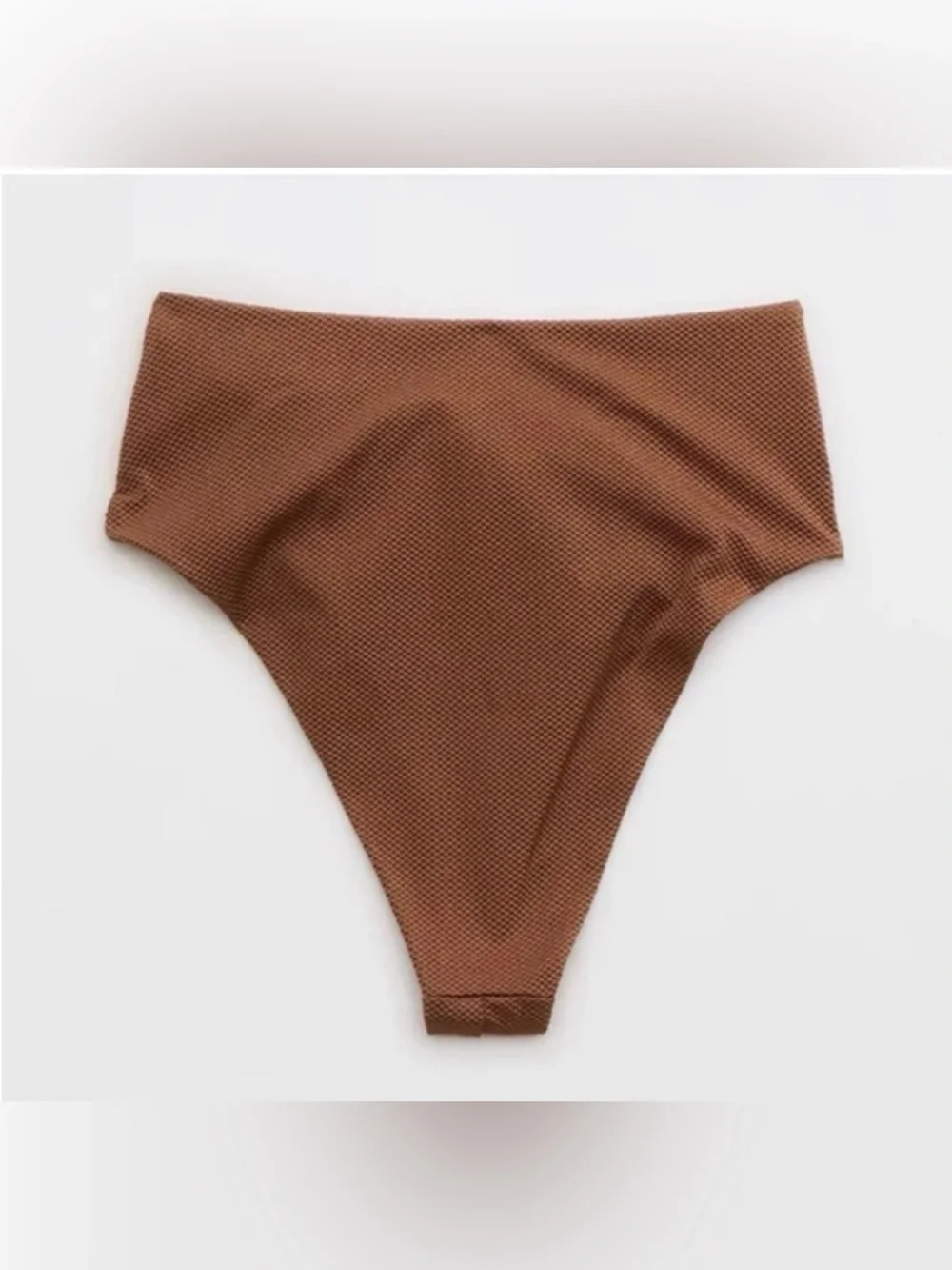 AERIE crossover shine PIQUE HIGH WAIST TWIST CHEEKY BIKINI BOTTOMS L